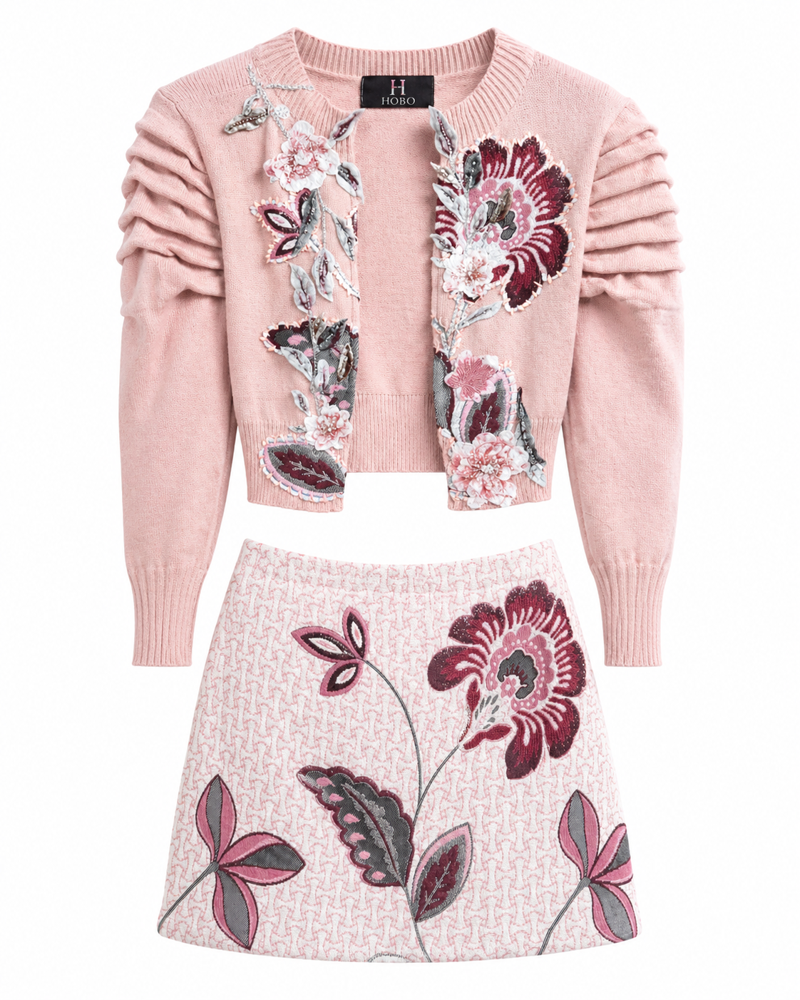 Set con Bordado Floral en Relieve