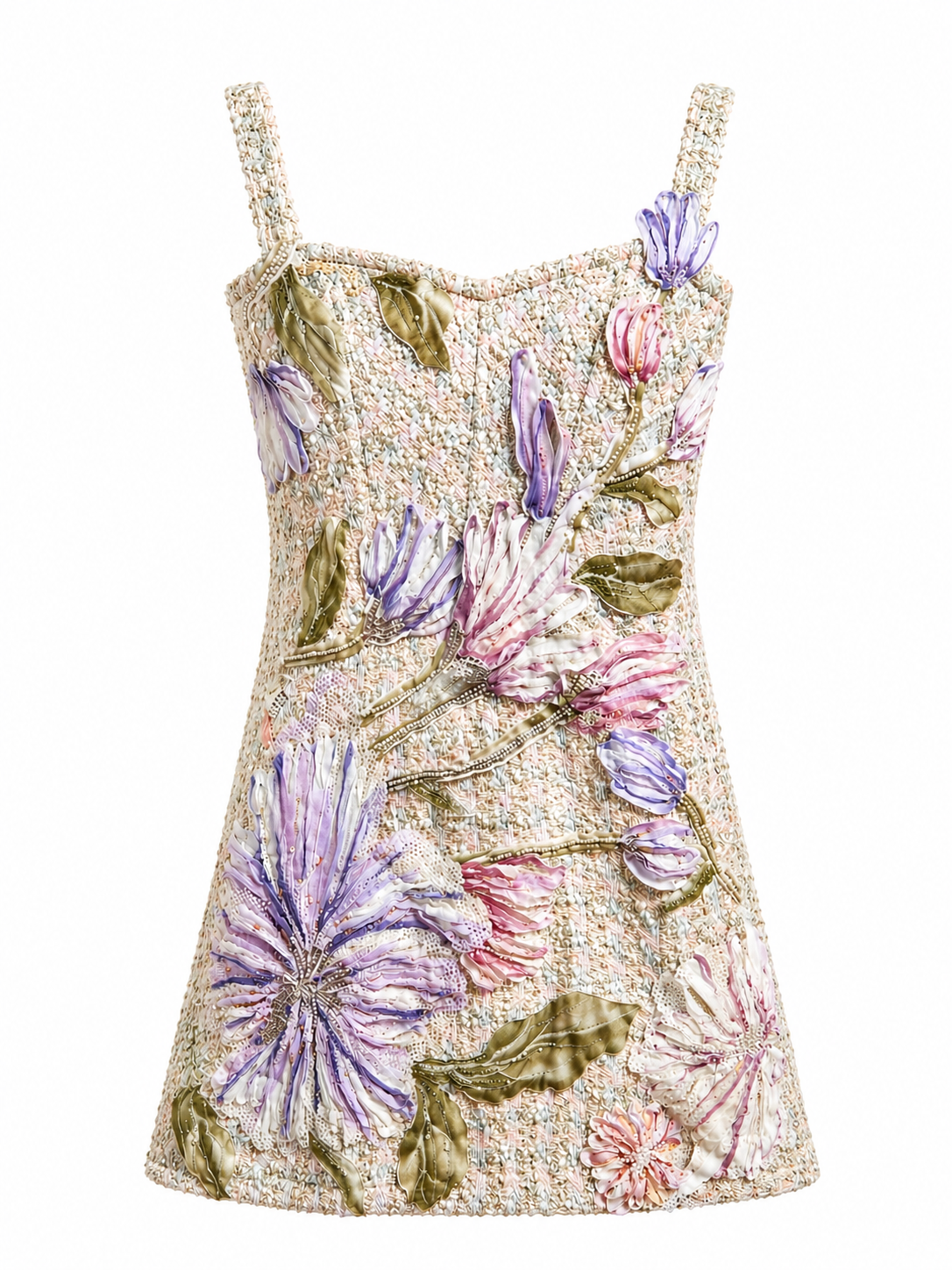 Vestido de tweed bordado